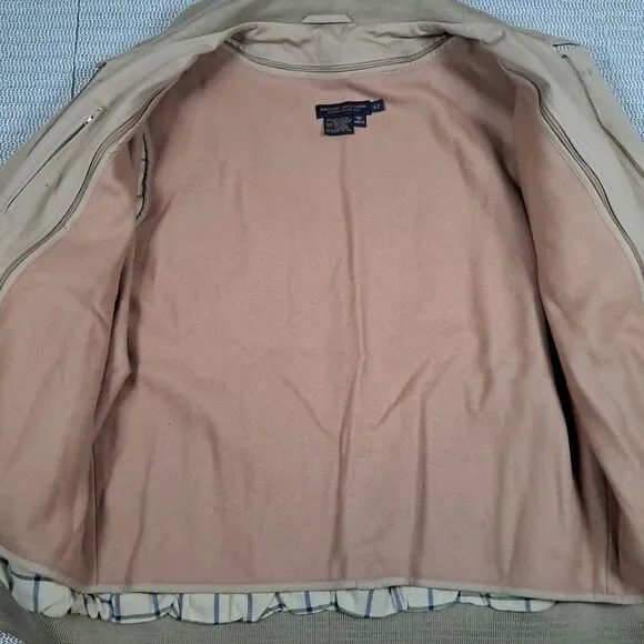 Brooks Brothers Windbreaker Lined Jacket Mens 42 Beige Harrington BomberGolf